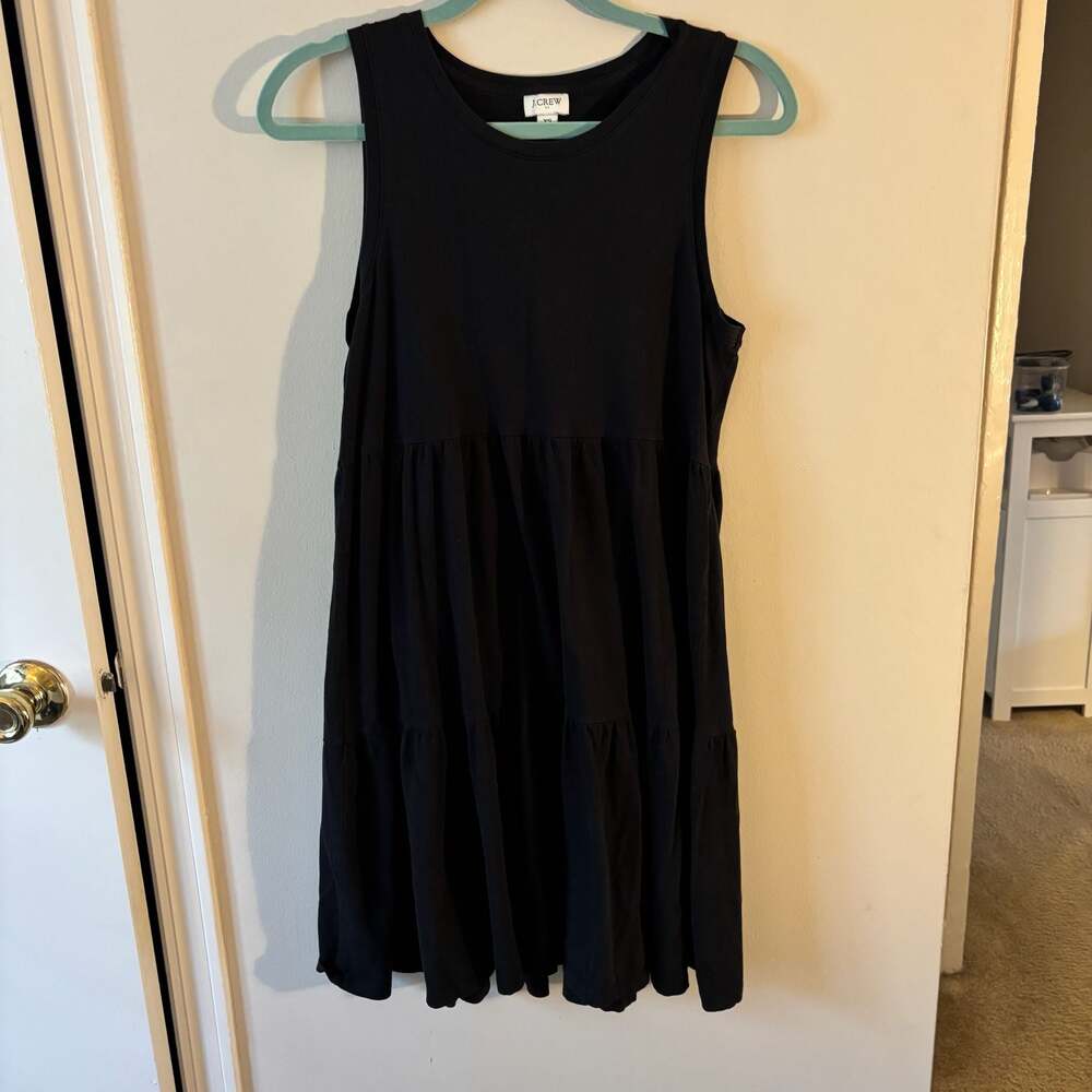 J.Crew Sleeveless Tiered Cotton Mini Dress Black Size XS